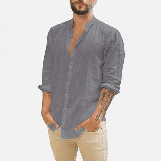 Velour Mode | Chemise en Coton-Lin Respirant à Coupe Droite