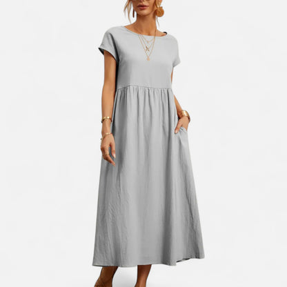 Velour Mode | Robe Femme Coton Lin à Manches Courtes