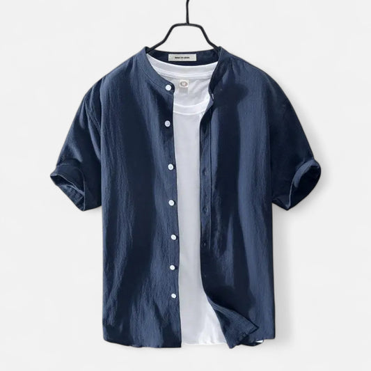 Velour Mode | Chemise Homme Lin Col Mao Manches Courtes