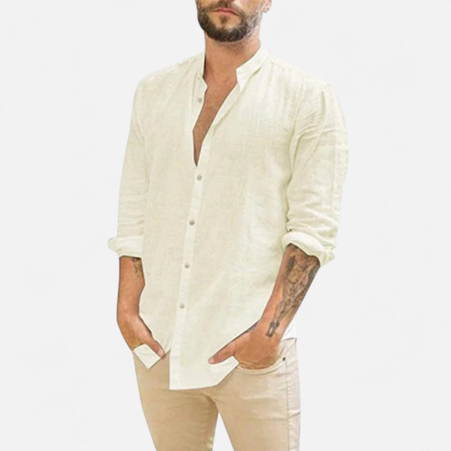 Velour Mode | Chemise en Coton-Lin Respirant à Coupe Droite