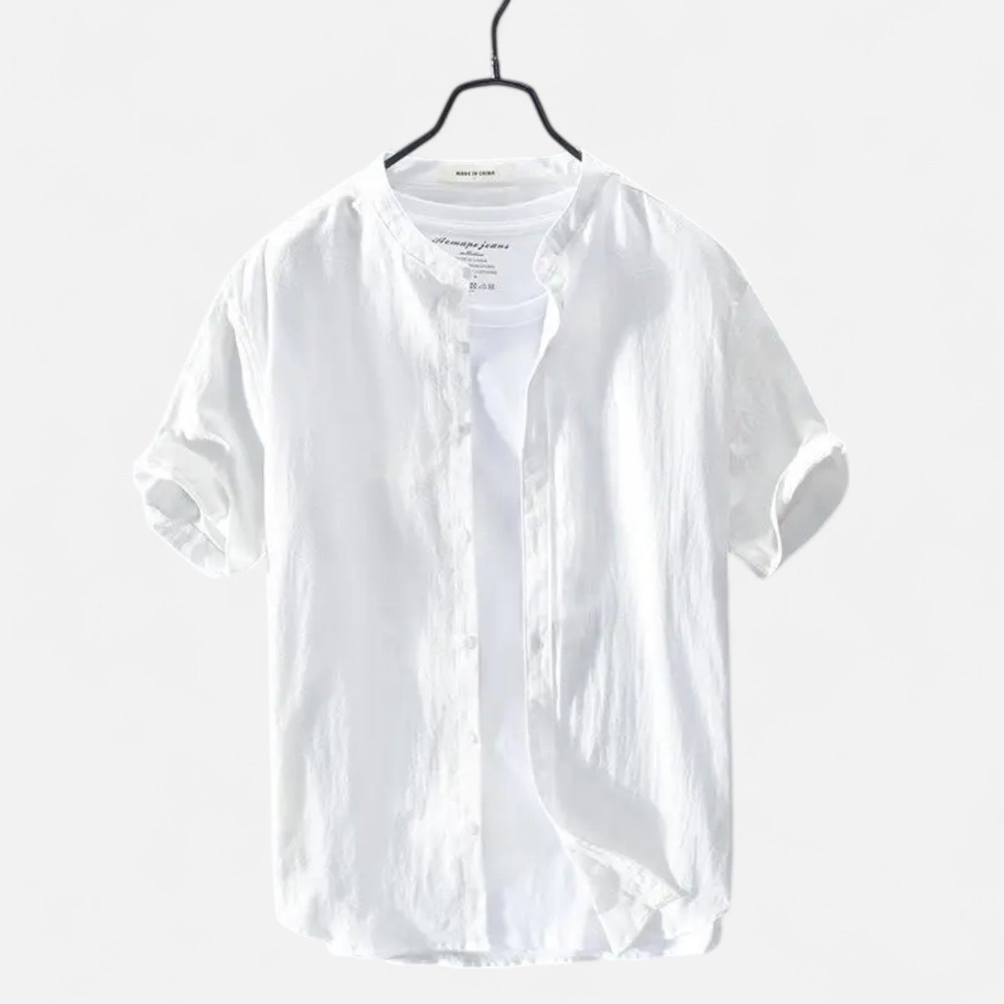 Velour Mode | Chemise Homme Lin Col Mao Manches Courtes