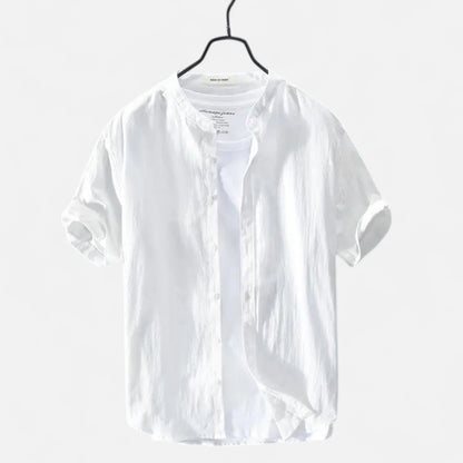 Velour Mode | Chemise Homme Lin Col Mao Manches Courtes