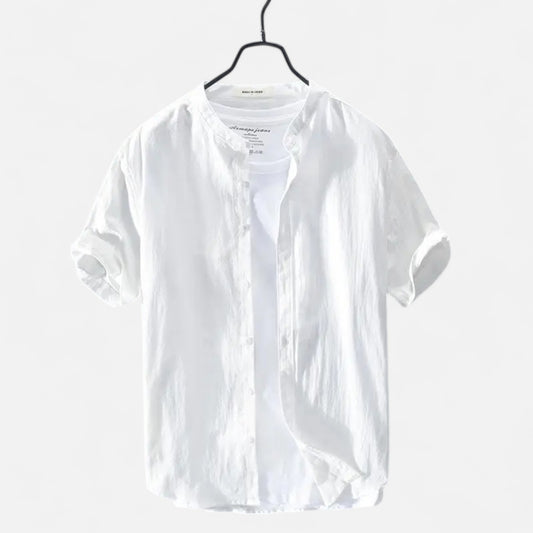 Velour Mode | Chemise Homme Lin Col Mao Manches Courtes