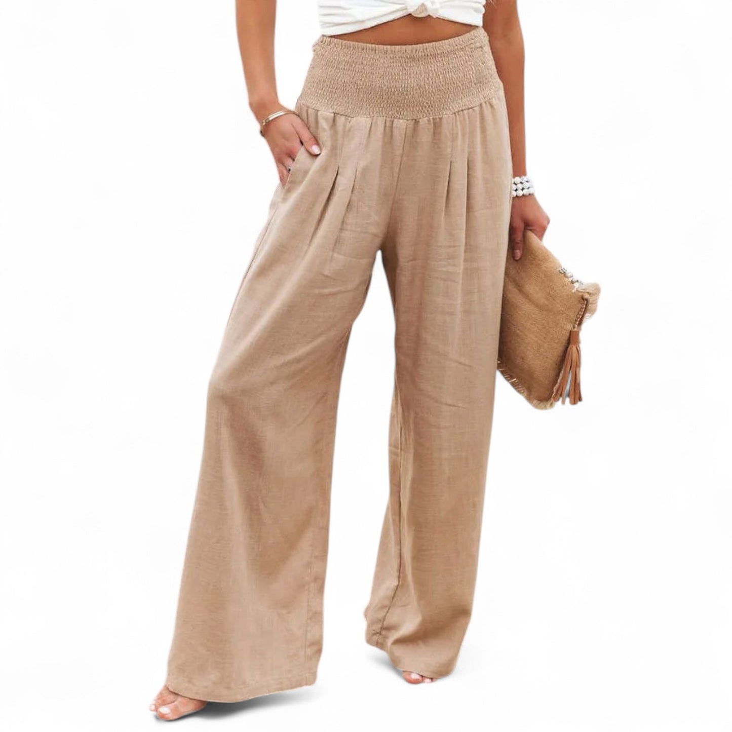 Velour Mode | Pantalon Femme Décontracté à Taille Mi-Haute – Élégance et Confort