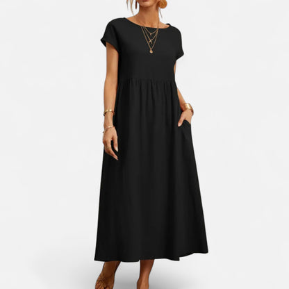 Velour Mode | Robe Femme Coton Lin à Manches Courtes