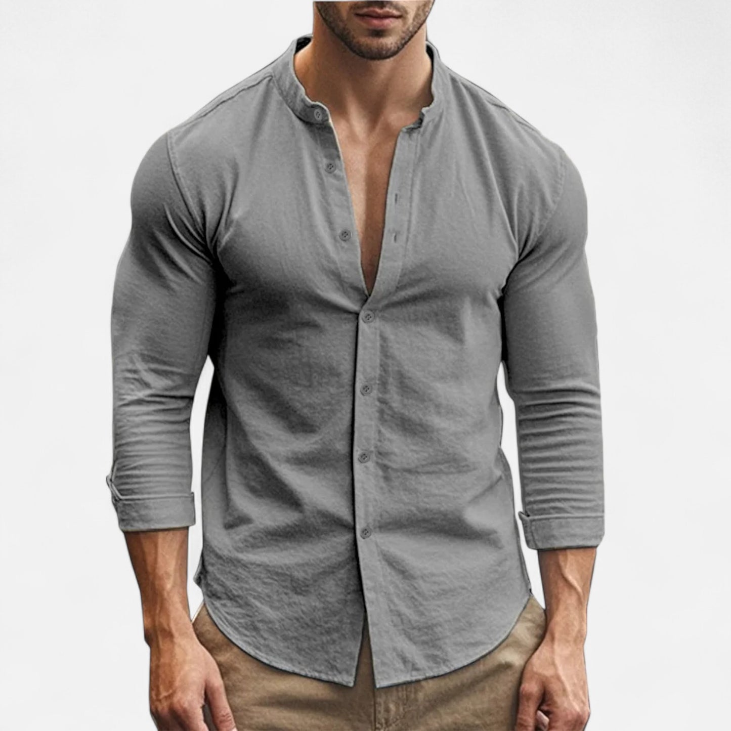 Velour Mode | Chemise Henley Homme en Coton-Lin Naturel
