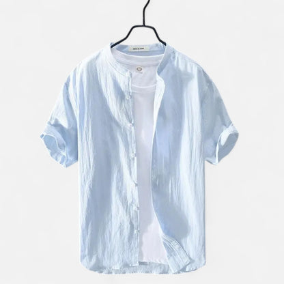 Velour Mode | Chemise Homme Lin Col Mao Manches Courtes