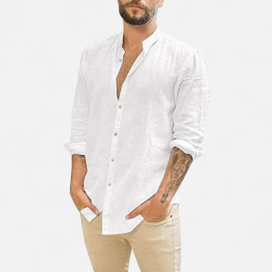 Velour Mode | Chemise en Coton-Lin Respirant à Coupe Droite