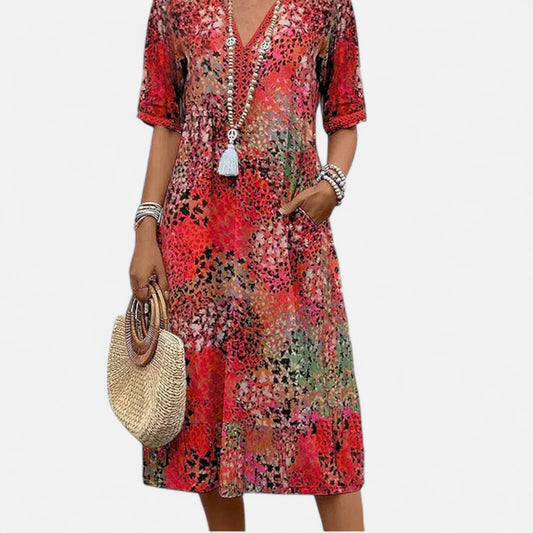 Velour Mode | Robe Midi Fleurie Élégante – Romantisme Moderne, Grâce Intemporelle