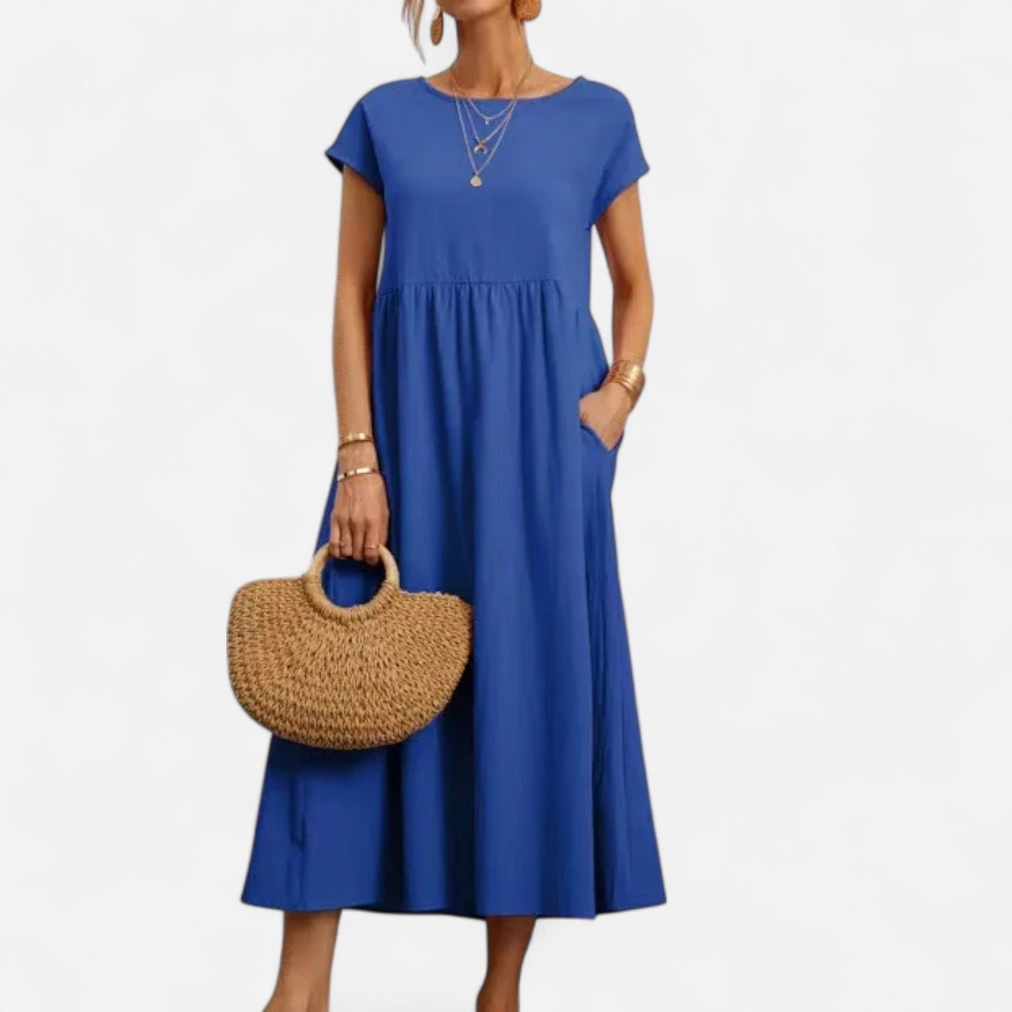 Velour Mode | Robe Femme Coton Lin à Manches Courtes
