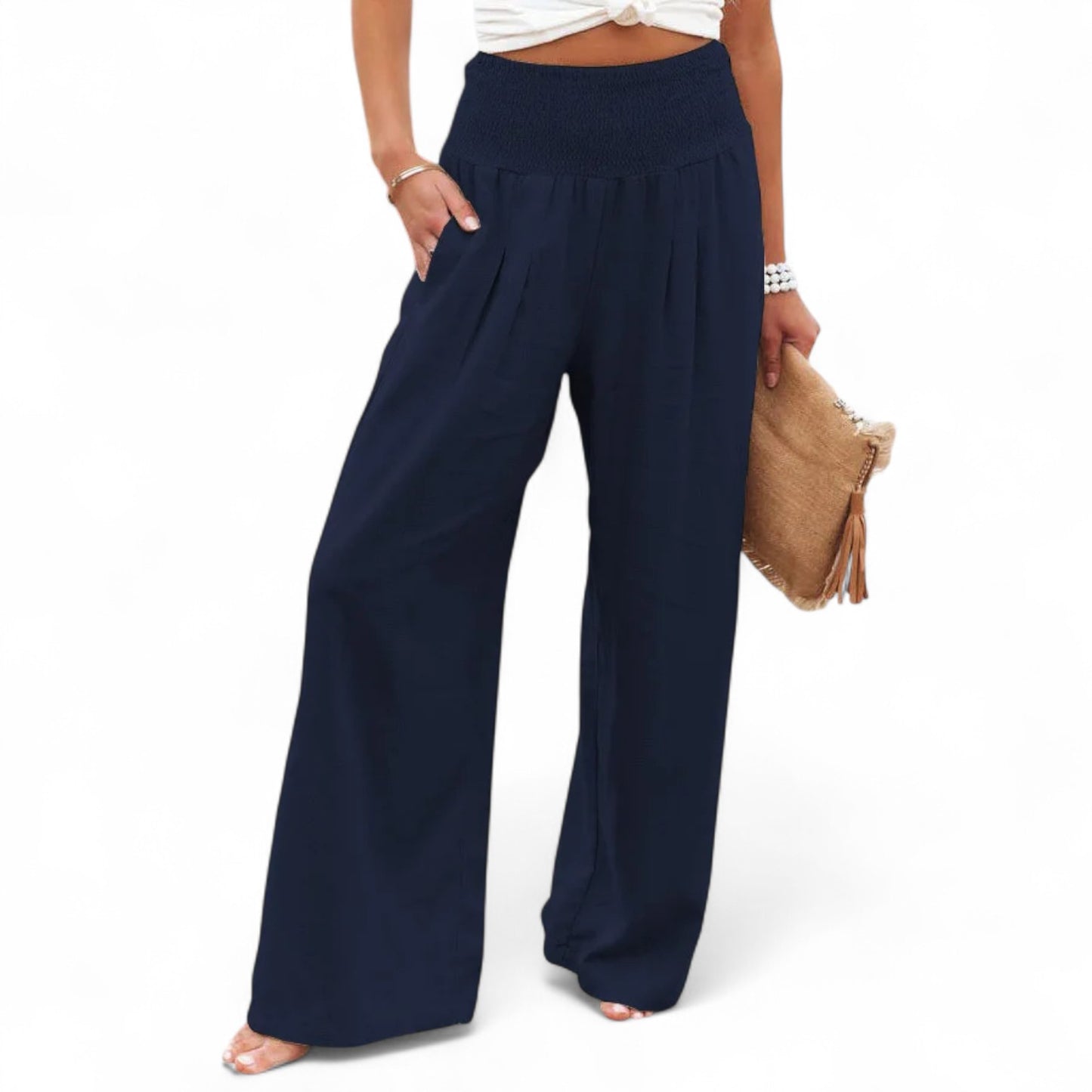 Velour Mode | Pantalon Femme Décontracté à Taille Mi-Haute – Élégance et Confort