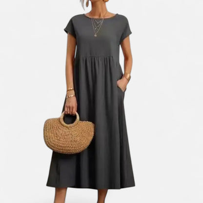 Velour Mode | Robe Femme Coton Lin à Manches Courtes