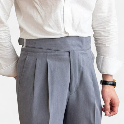 Velour Mode | Pantalon Classique à Boucle Homme – Taille Ceinturée, Élégance Structurée