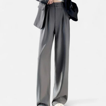 Velour Mode | Pantalon Large Élégant pour Femme – Taille Haute, Style Coréen, Noir