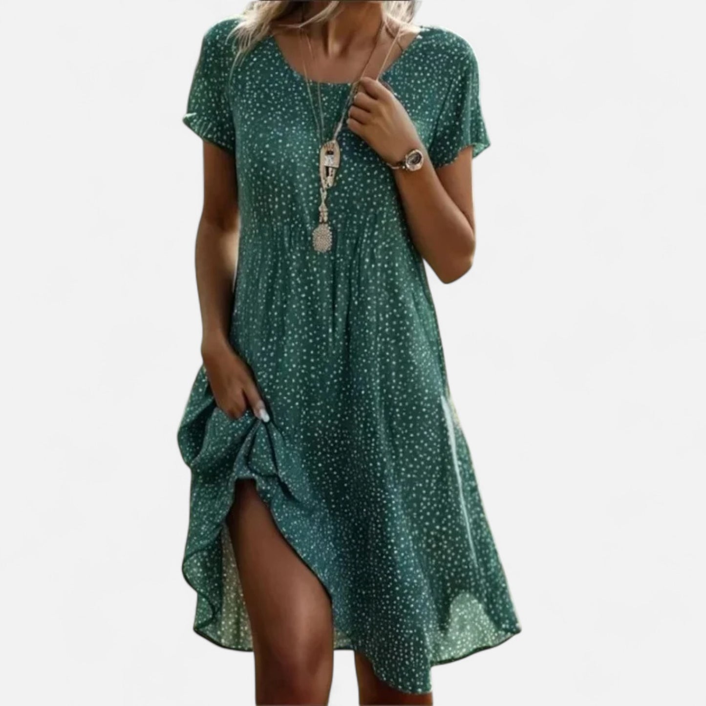 Velour Mode | Robe Midi Femme Style Ethnique – Col Rond, Esprit Artistique et Nomade