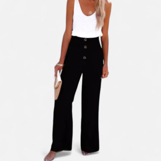 Velour Mode | Pantalon Taille Haute Smocké en Lin Mélangé – Légèreté Structurée, Élégance Décontractée