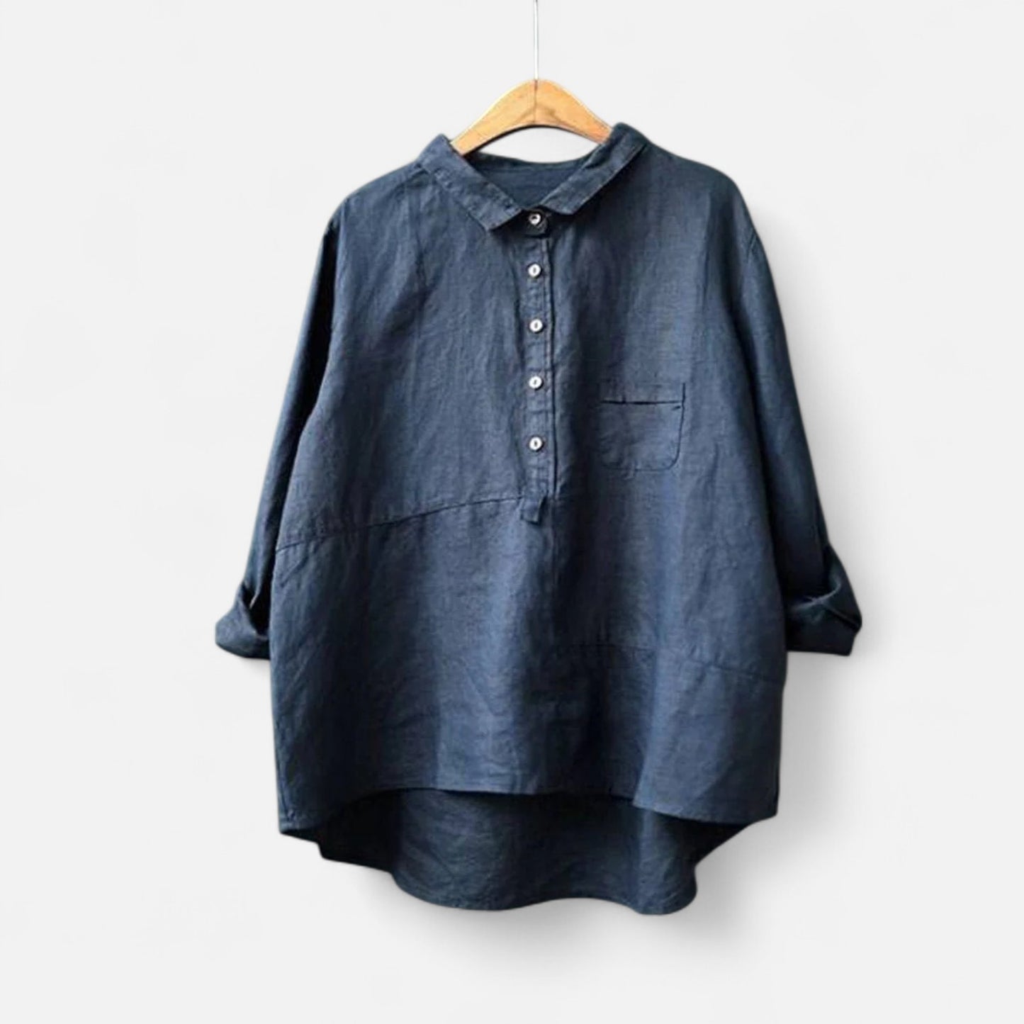 Velour Mode | Chemise Longue en Coton à Col Revers – Élégance Structurée et Confort Naturel