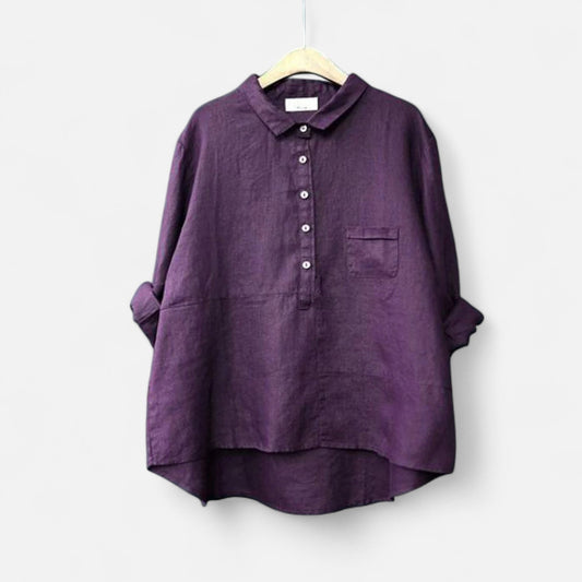 Velour Mode | Chemise Longue en Coton à Col Revers – Élégance Structurée et Confort Naturel