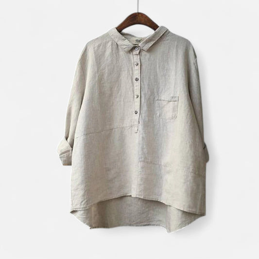 Velour Mode | Chemise Longue en Coton à Col Revers – Élégance Structurée et Confort Naturel