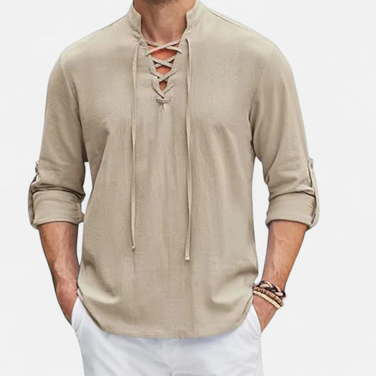 Velour Mode | Chemise Homme Médiévale en Lin et Coton – Esprit Viking, Élégance d’Époque
