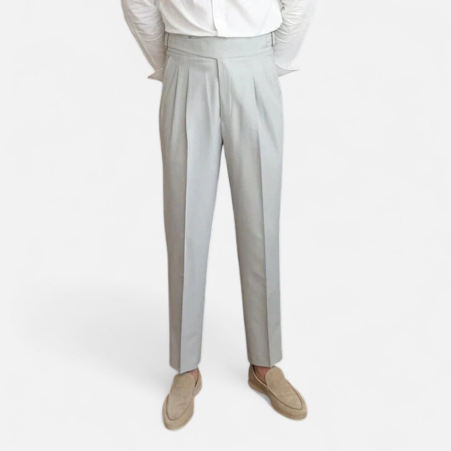 Velour Mode | Pantalon Classique à Boucle Homme – Taille Ceinturée, Élégance Structurée