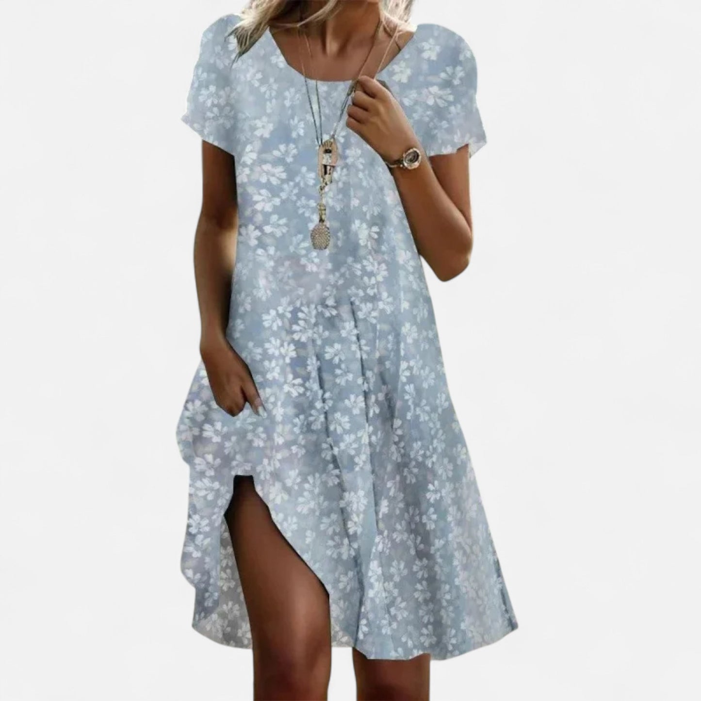 Velour Mode | Robe Midi Femme Style Ethnique – Col Rond, Esprit Artistique et Nomade