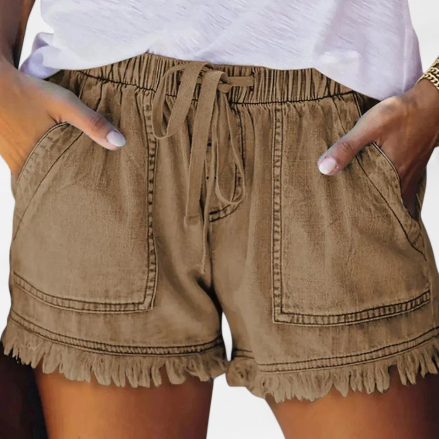 Velour Mode | Short en Jean Uni à Cordon – Esprit Décontracté, Confort Maîtrisé