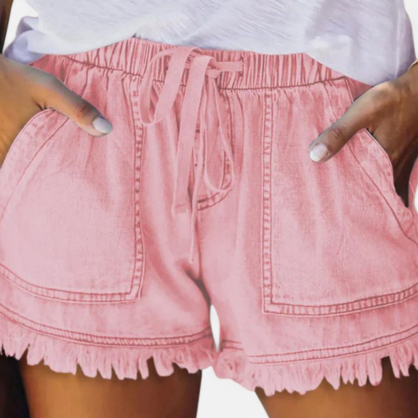 Velour Mode | Short en Jean Uni à Cordon – Esprit Décontracté, Confort Maîtrisé