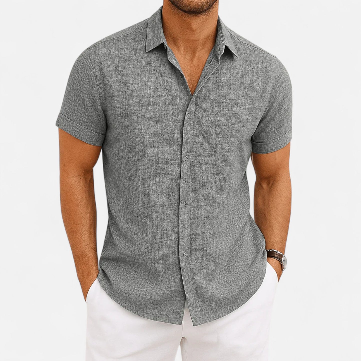 Velour Mode | Chemise Homme Manches Courtes Respirante – Fraîcheur Élégante, Confort Léger