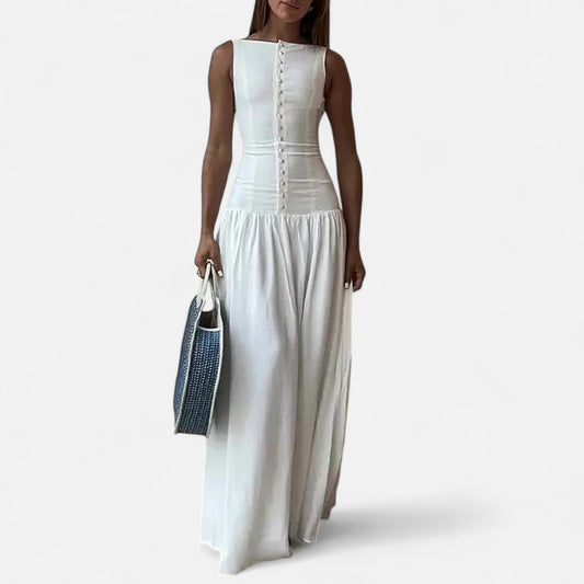 Velour Mode | Robe Longue Femme Sans Manches – Encolure Bateau, Coupe Près du Corps