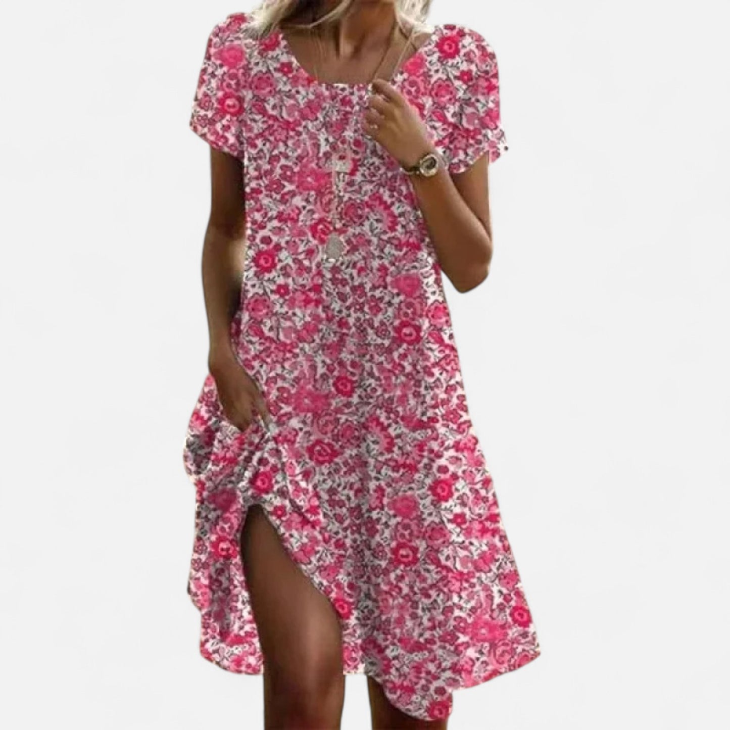Velour Mode | Robe Midi Femme Style Ethnique – Col Rond, Esprit Artistique et Nomade