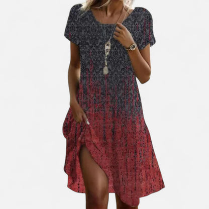 Velour Mode | Robe Midi Femme Style Ethnique – Col Rond, Esprit Artistique et Nomade