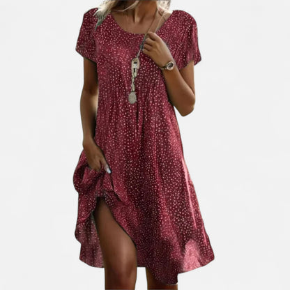 Velour Mode | Robe Midi Femme Style Ethnique – Col Rond, Esprit Artistique et Nomade