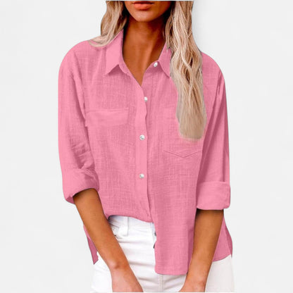 Velour Mode | Chemise Femme en Lin à Manches Longues – Légère et Décontractée