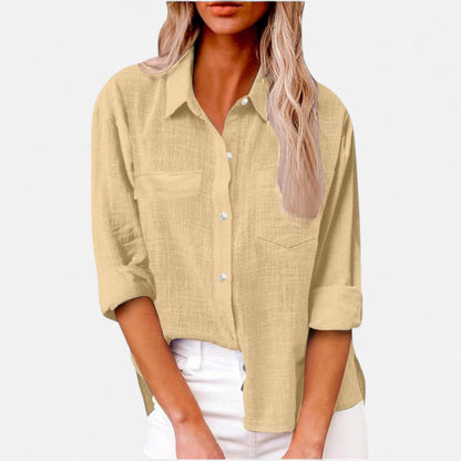 Velour Mode | Chemise Femme en Lin à Manches Longues – Légère et Décontractée