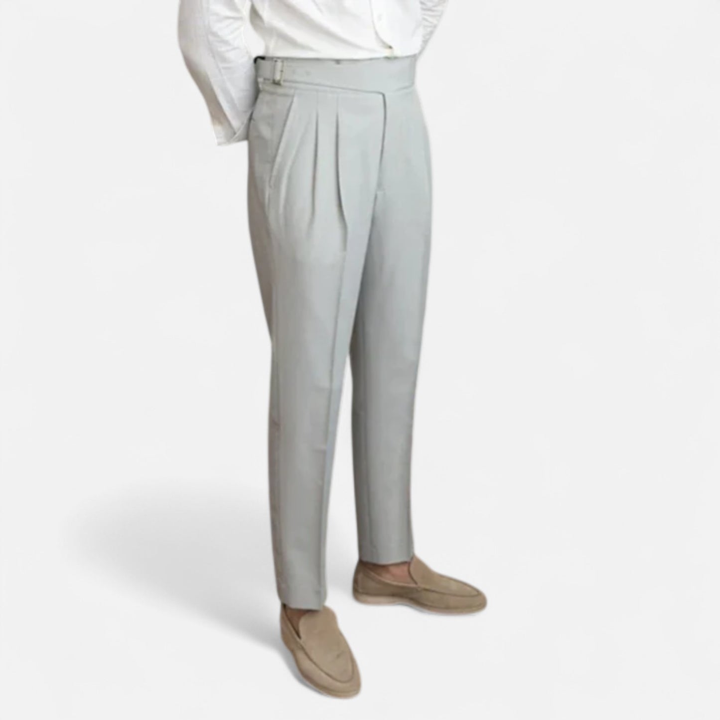 Velour Mode | Pantalon Classique à Boucle Homme – Taille Ceinturée, Élégance Structurée